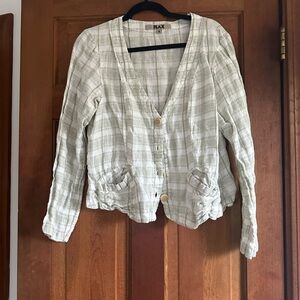 Flax Green and Cream Plaid Top